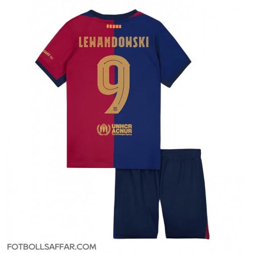 Barcelona Robert Lewandowski #9 Hemmadräkt Barn 2024-25 Kortärmad (+ Korta byxor)